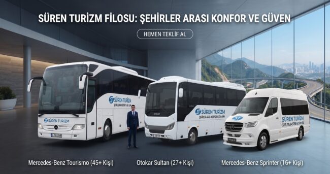 Şehirler Arası Otobüs ve Minibüs Kiralama – Süren Turizm Şehirler arası otobüs kiralama, 15 kişilik minibüs kiralama ve şoförlü uzun yol servis araçları