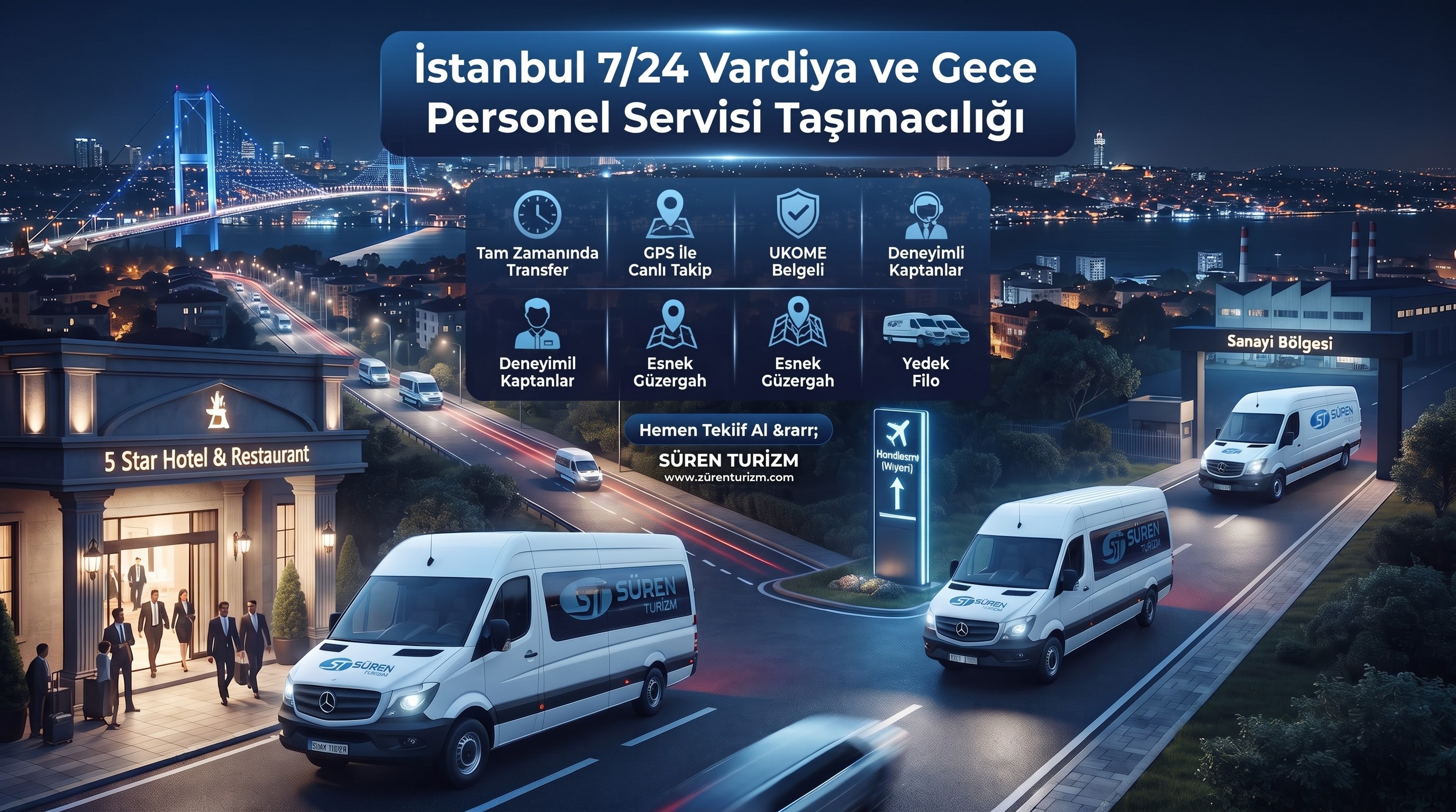 İstanbul 7/24 Gece Vardiyası Personel Servisi İstanbul gece vardiyası personel servis taşımacılığı ve kurumsal servis araçları