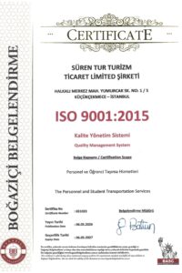 Süren Turizm; İBB UKOME mevzuatına tam uyumlu, ISO 9001:2015 kalite standartlarında profesyonel İstanbul personel servisi ve öğrenci taşımacılığı çözümleri sağlar.