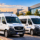 İstanbul'da Süren Turizm personel taşımacılığı hizmetlerini temsil eden beyaz Mercedes Sprinter ve Peugeot Boxer servis araçları